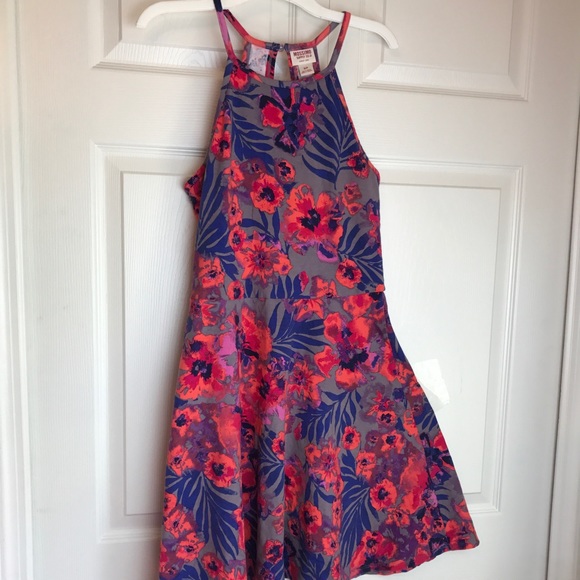 Tropical Neon Floral Dress Flower Hawaiian Resort - Picture 4 of 7